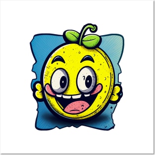 Cartoon joyful lemon Posters and Art